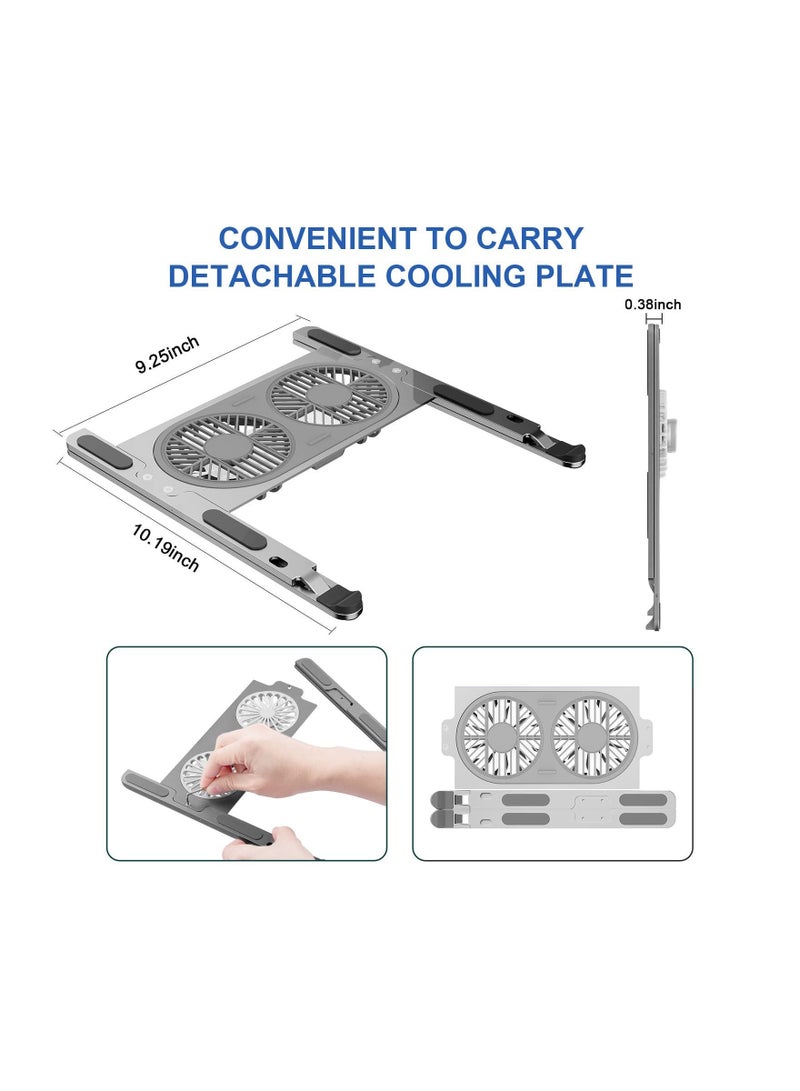 Laptop Cooling Pad Laptop Cooler Laptop External Fan Laptop Cooling Stand with Fan Computer Cooling Fan for Gaming Laptop MacBook Air Pro 9-17 inch Notebook Aluminum (Grey) - Image 5