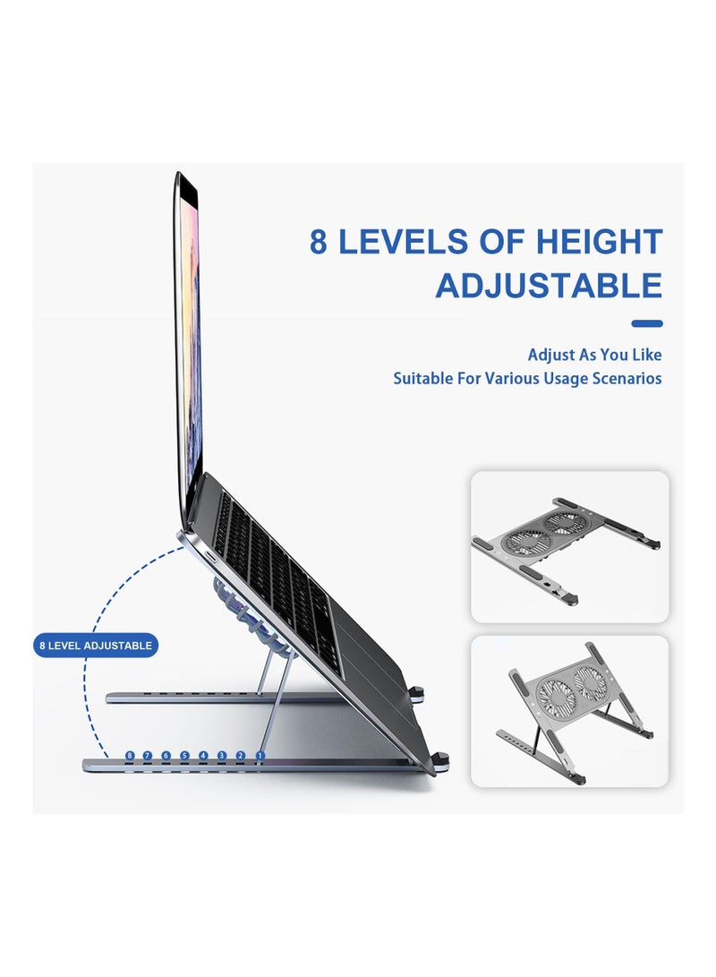 Laptop Cooling Pad Laptop Cooler Laptop External Fan Laptop Cooling Stand with Fan Computer Cooling Fan for Gaming Laptop MacBook Air Pro 9-17 inch Notebook Aluminum (Grey) - Image 2