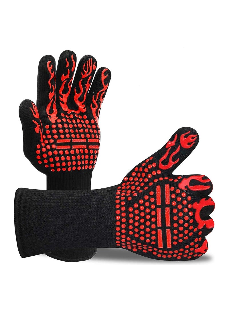 DubaiGallery E Heat Resistant Grill Gloves, 2PCS Food Grade Silicone Non-Slip Oven Mitts for for Barbecue, Cooking, Baking, Welding, Cutting - Image 1