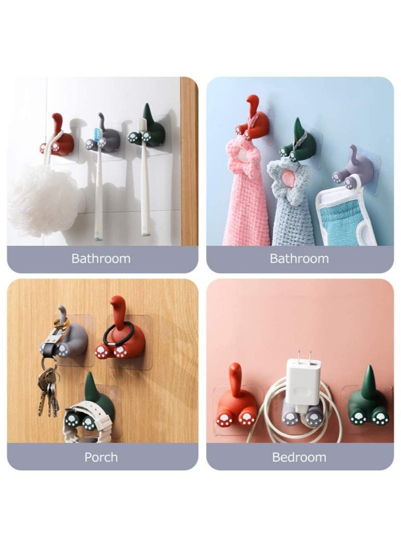 SYOSI Self Adhesive Hooks, Cartoon Animal Waterproof Sticky Hooks, Wall Toothbrush Holder, Hangers Nail Free Utility Hooks fit for Domitory, Kitchen, Closet, Cabinet, Toilet, Ceiling, Door, Tile - Image 4