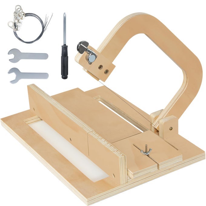 PROFESSIONAL SOAP CUTTER WITH WIRE ADJUSTABLE WOODEN CUTTING TOOL SOAP SLICER FOR DIY SOAP CHEESE BUTTER CAKE BREAD MAKING
