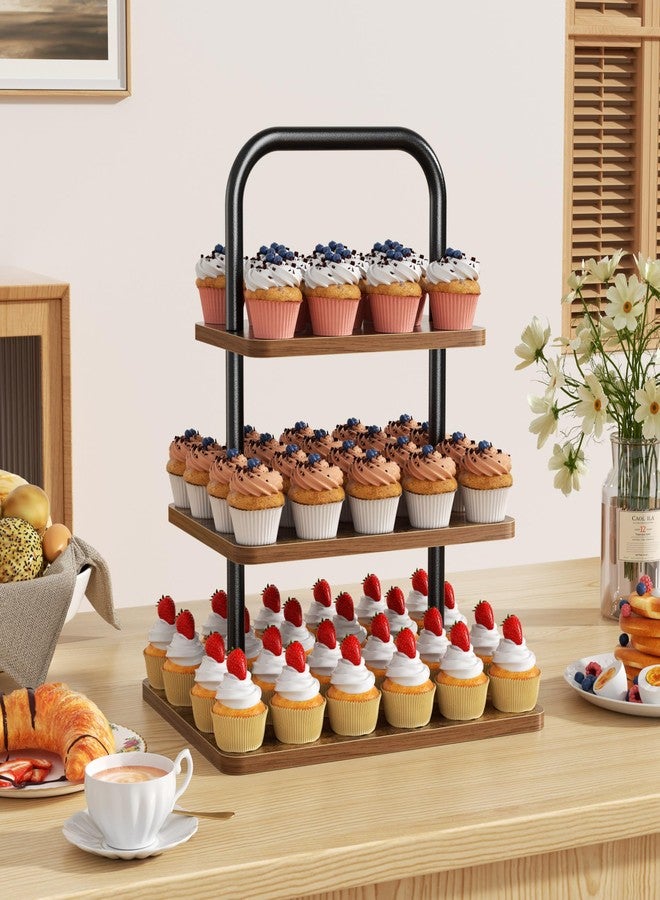 Aminigram Wooden Cupcake Stand, 3 Tier Large Cupcake Tower Stand 50 Cupcakes, Dessert Tiered Tray Stand for Party, Wedding, Birthday, Halloween, Farmhouse Decor - Image 2