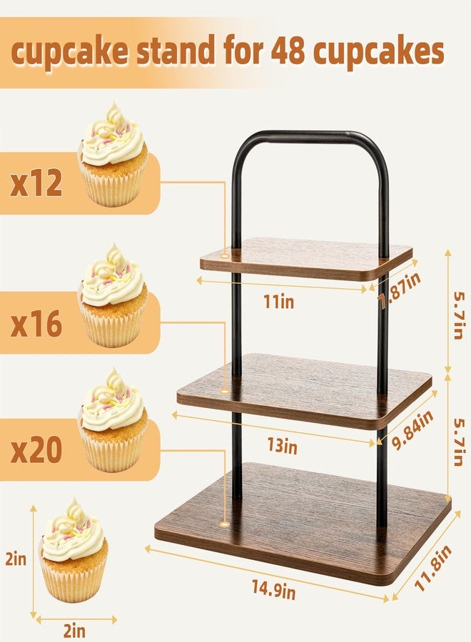 Aminigram Wooden Cupcake Stand, 3 Tier Large Cupcake Tower Stand 50 Cupcakes, Dessert Tiered Tray Stand for Party, Wedding, Birthday, Halloween, Farmhouse Decor - Image 3