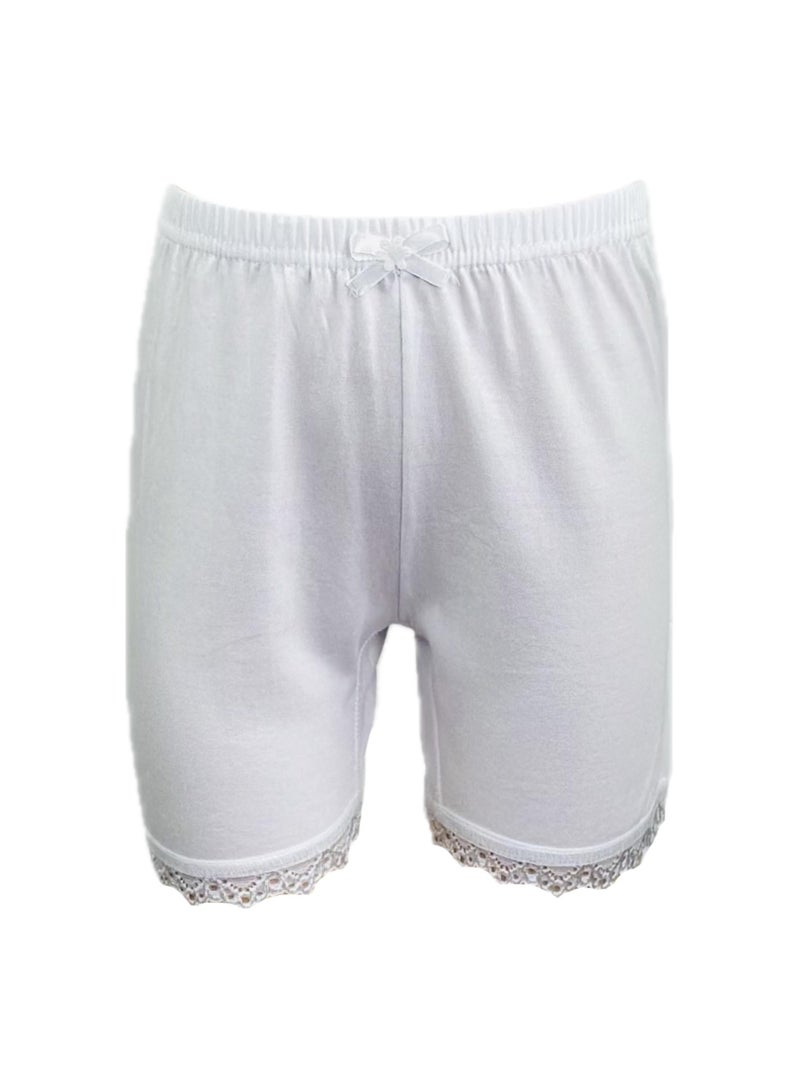 سيتي روز 4 أطقم من الملابس الداخلية البناتية قميص وشورت مع دانتيل صغير قطن أبيض - Image 4