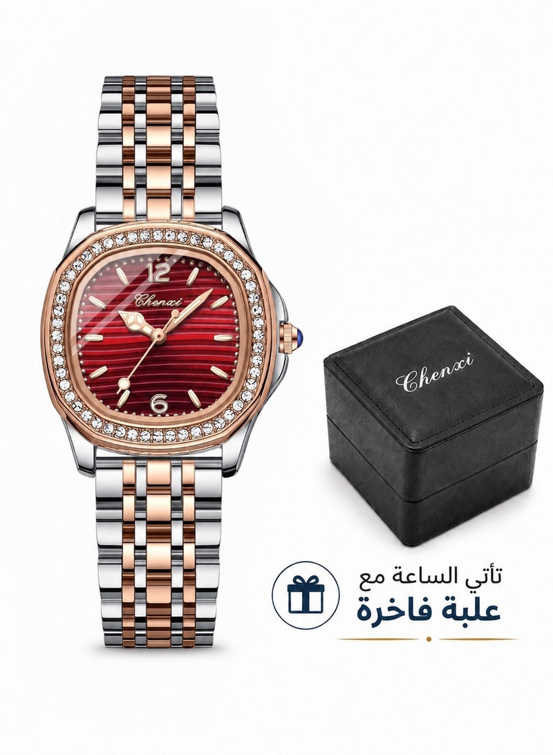 Chenxi Women’s Quartz Wrist Watch with Luxury Diamond-Studded Design, Water Resistant, Scratch-Resistant Glass, Stainless Steel Strap with Elegant Box - Image 1