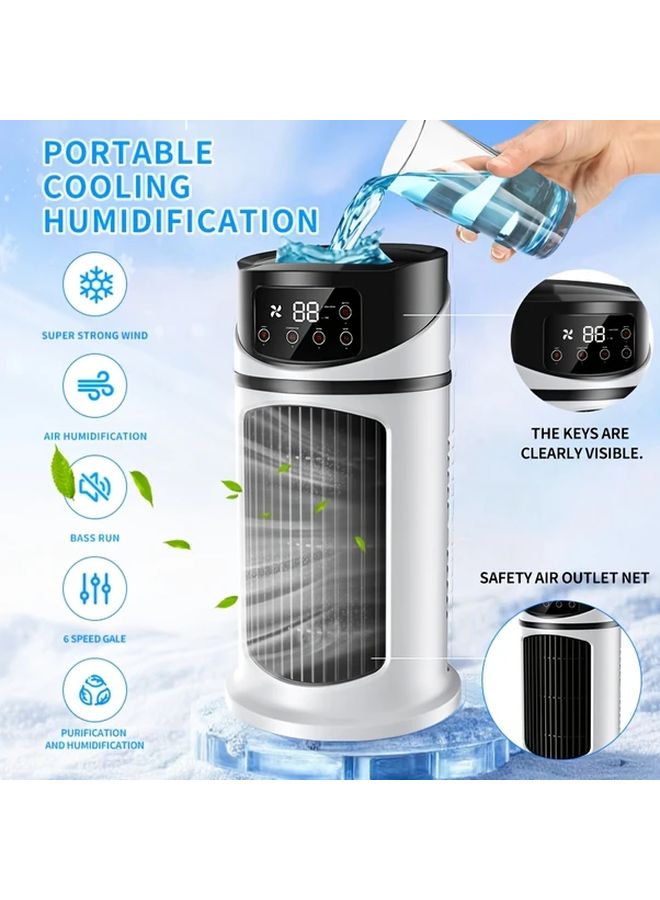 مكيف هواء أبيض محمول 3 في 1 مع مروحة وترطيب وتبريد بالضباب الجليدي ومنفذ USB - Image 2
