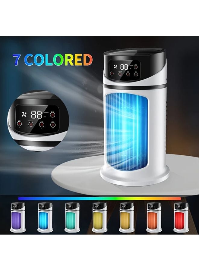 مكيف هواء أبيض محمول 3 في 1 مع مروحة وترطيب وتبريد بالضباب الجليدي ومنفذ USB - Image 1