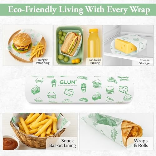 GLUN® Butter Paper Roll 50 Meter, 40 GSM Chemical-Free, Non-Stick Plastic-Free, Wrapping Paper for Baking, Cooking & Food Storage Parchment Paper - Image 2