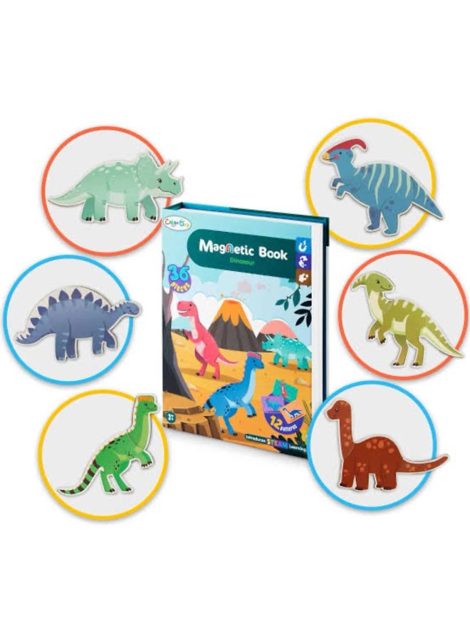 🦖 Magnetic Dinosaur Book for Kids 🦕 Let your child experience a prehistoric adventure with this fun and educational toy! It combines 36 magnetic pieces to create dinosaurs in various shapes and colors, inspired by engaging educational cards. Develops imagination and creativity - Promotes hand-eye coordination - Practical and portable design, ideal for travel or indoor play - Suitable as a fun educational gift for children aged 3 and up - Image 2