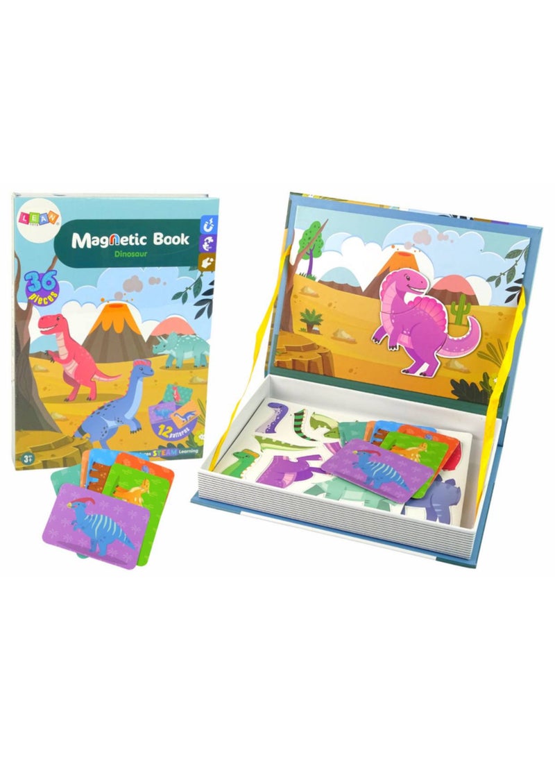 🦖 Magnetic Dinosaur Book for Kids 🦕 Let your child experience a prehistoric adventure with this fun and educational toy! It combines 36 magnetic pieces to create dinosaurs in various shapes and colors, inspired by engaging educational cards. Develops imagination and creativity - Promotes hand-eye coordination - Practical and portable design, ideal for travel or indoor play - Suitable as a fun educational gift for children aged 3 and up - Image 3