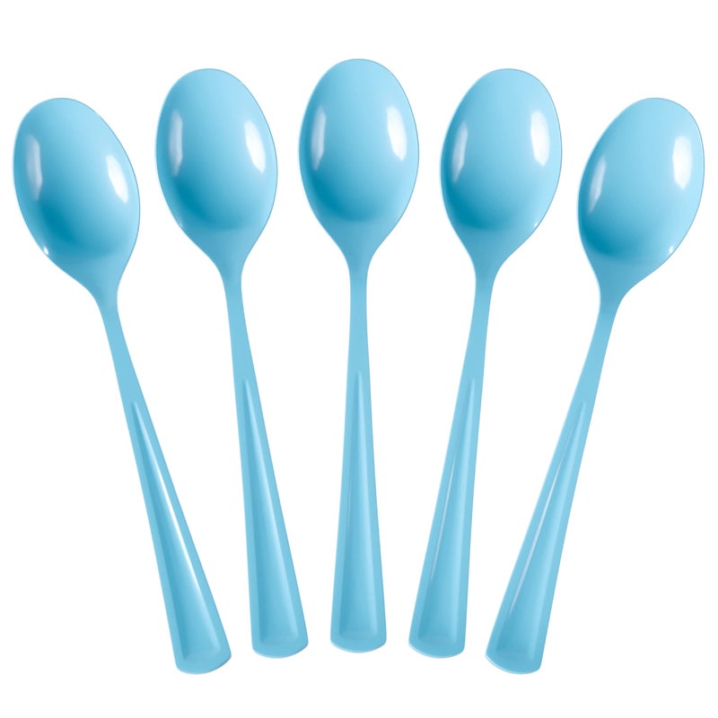 Exquisite Light Blue Plastic Spoons 50 Pcs Blue Spoons Disposable Utensils Heavy Duty Plastic Cutlery Set Disposable Cutlery Sets Flatware Sets Silverware Set For Party Supplies & Party Tableware Exquisite - Image 1