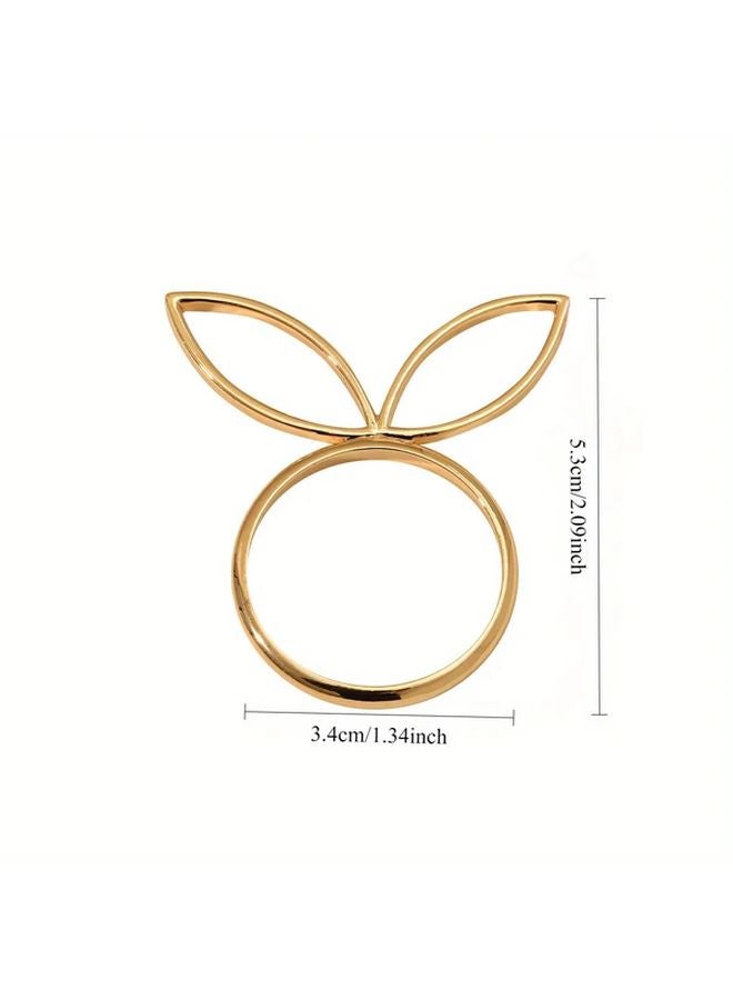 1 مجموعة 6 قطع حلقات مناديل ذهبية على شكل أذن أرنب لتزيين حفلات عيد الفصح والأعراس - Image 4