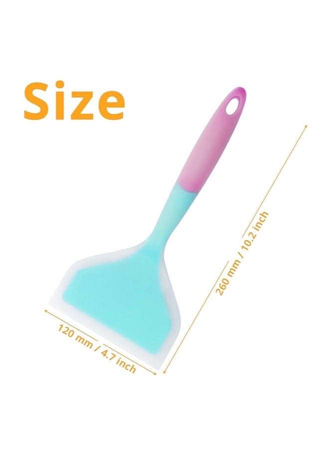 Generic - KUFUNG Silicone Spatula Silicone Pancakes Shovel Omelette Spatula Turner for Eggs Fish Pancake Pizza and Steak Wide Soft Pizza Shovel Non-Stick Heat-Resistant Kitchen Fried Shovel (Large, Blue & Pink) - Image 1