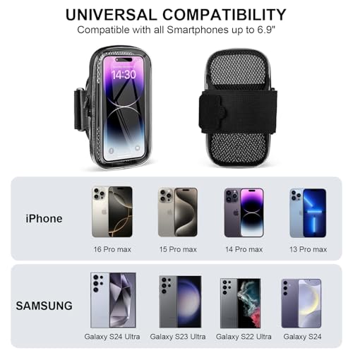 NITMTYOU Phone Holder for Running, Armband for iPhone 16 15 14 13 Pro Max 12 11 Plus X Samsung Android Up to 6.9'', Universal Arm Bands Bag with Key Card Pocket for Exercise Walking Workout Fitness - Image 3
