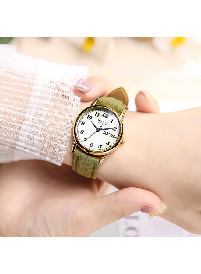 Julius Women'S Vintage Dual Calendar Quartz Watch Military Green Ja-1472C - Image 3
