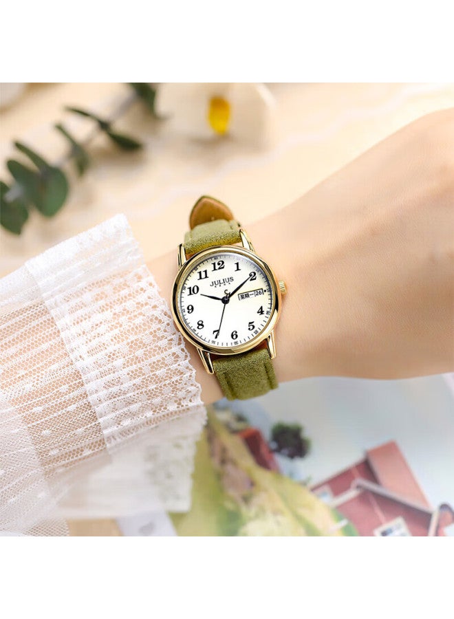 Julius Women'S Vintage Dual Calendar Quartz Watch Military Green Ja-1472C - Image 1