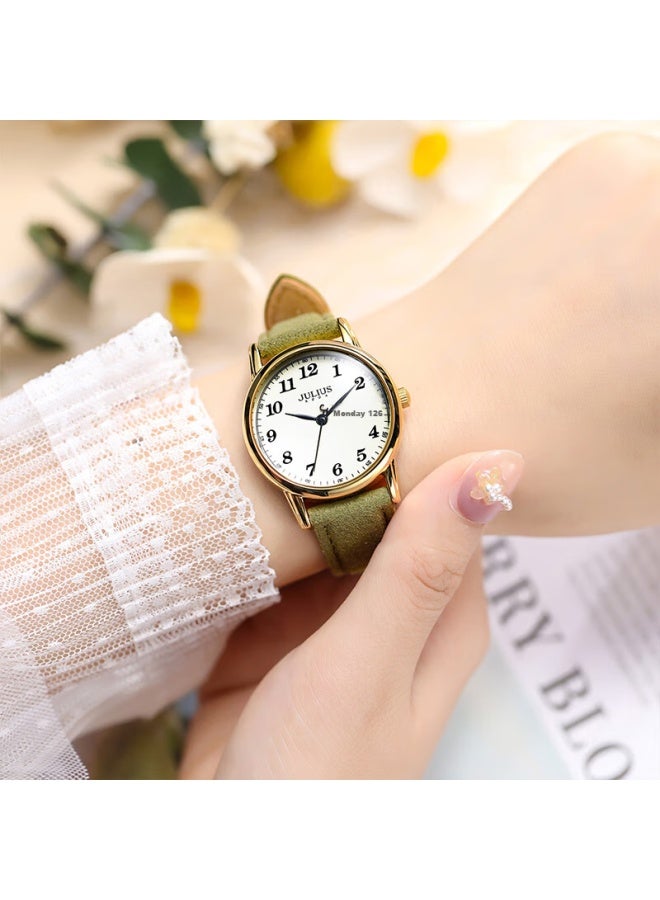 Julius Women'S Vintage Dual Calendar Quartz Watch Military Green Ja-1472C - Image 4