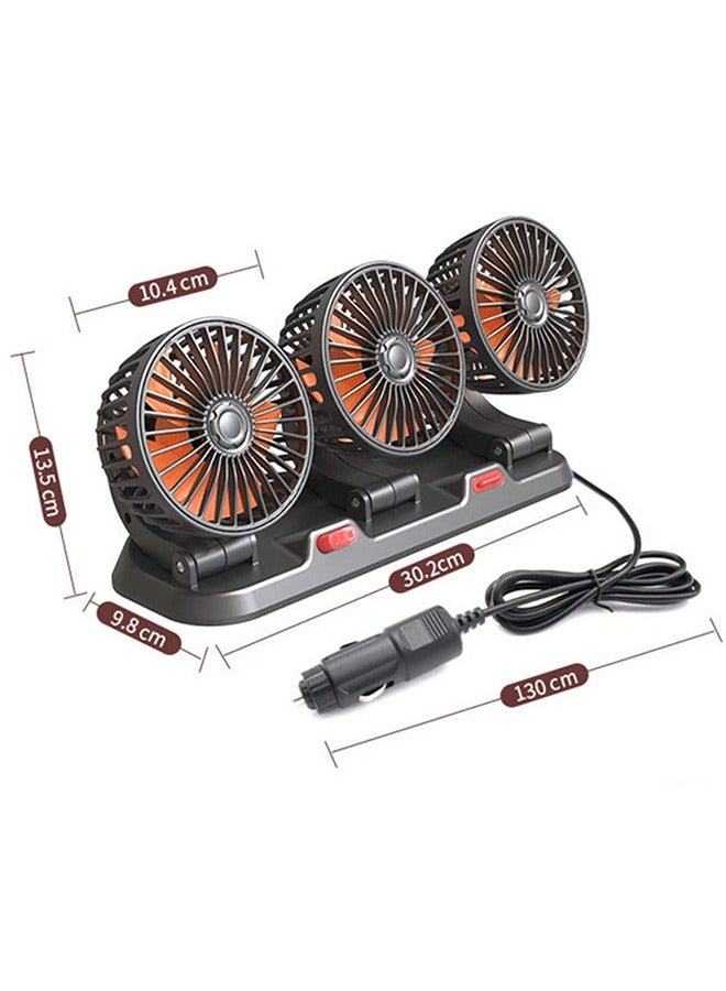 LJRN 3 Head Car Cooling Fan, 360° Rotatable Adjustable 24V Cooling Air Fan Brushless Motor Low Noise Automobile Vehicle Fan with Aromatherapy Box and Parking Number Plate 2 Speeds Big Wind Power - Image 4