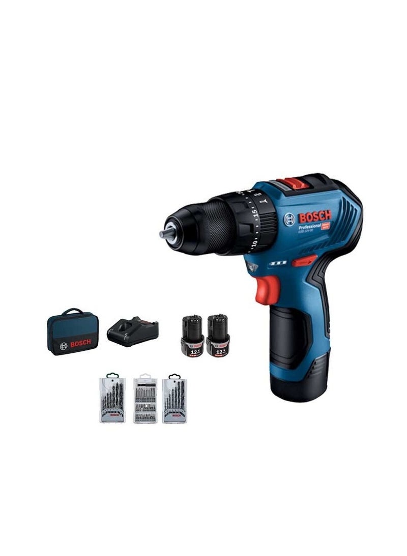 BOSCH GSB 12V-30 Brushless Cordless Drill (with 2 Batteries, 1 Charger & 39 Accs) - Image 2