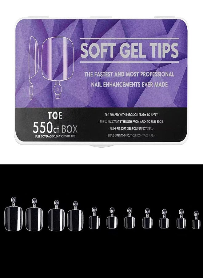 NAILWIND Soft Gel Toenail Tips, 550Pcs Soft Gel Toe nail Tips, Toe Press On Nails, 11 Sizes Full Cover Acrylic False Nail Tips, for Beginner and Professional Home Salon Diy - Image 1