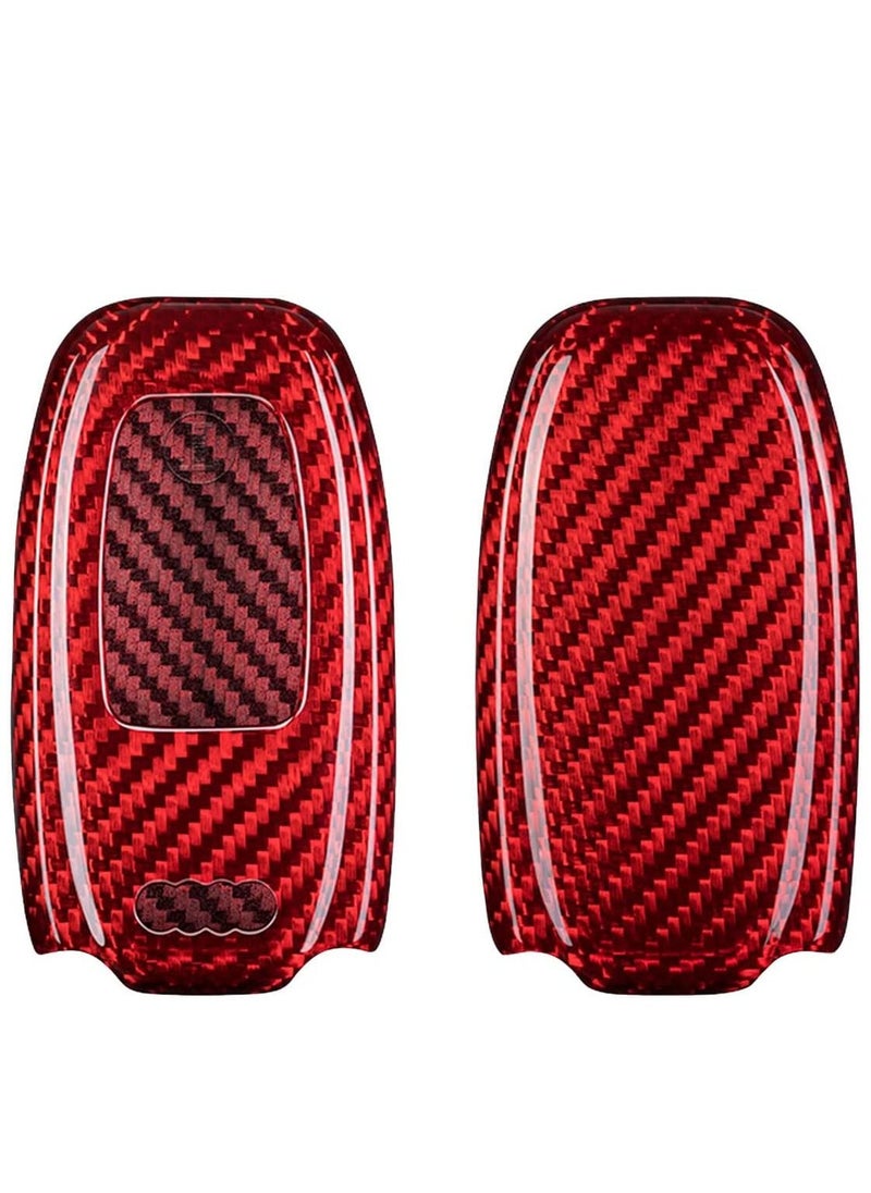 Generic - Original Carbon Fiber Key Fob Cover For Audi A4 A4L A5 A6 A6L A7 A8 Q5 Q8 R8 RS4 RS5 RS6 RS7 S4 S5 S6 S7 S8 SQ5 Smart Car Remote - Red - Image 1