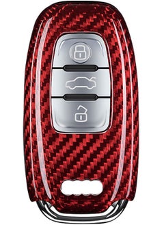 Original Carbon Fiber Key Fob Cover For Audi A4 A4L A5 A6 A6L A7 A8 Q5 Q8 R8 RS4 RS5 RS6 RS7 S4 S5 S6 S7 S8 SQ5 Smart Car Remote - Red