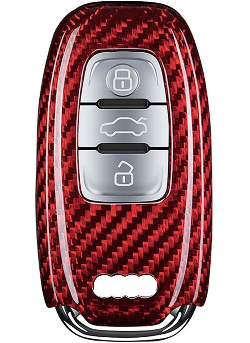 Generic - Original Carbon Fiber Key Fob Cover For Audi A4 A4L A5 A6 A6L A7 A8 Q5 Q8 R8 RS4 RS5 RS6 RS7 S4 S5 S6 S7 S8 SQ5 Smart Car Remote - Red - Image 1