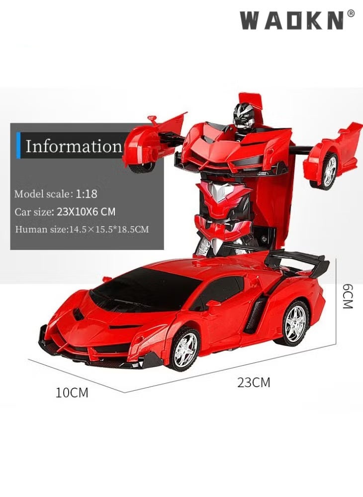 دبليو أيه أو كي أن سيارة تحكم عن بعد بمفتاح واحد، سيارة روبوتية مشوهة، لعبة سيارة RC بمقياس 1:18، مركبات متحولة تدور 360 درجة، سيارة سباق بهلوانية مع أضواء، هدية للأطفال الأولاد والبنات من سن 3 سنوات فما فوق - Image 2