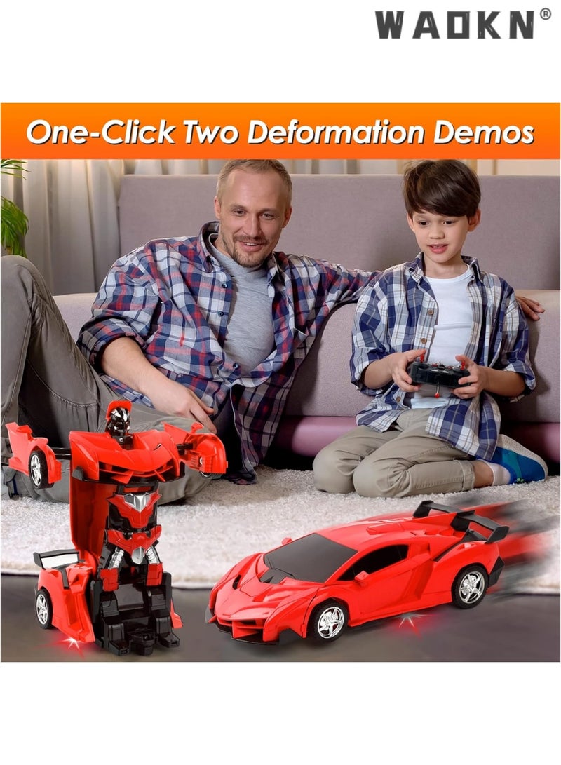 دبليو أيه أو كي أن سيارة تحكم عن بعد بمفتاح واحد، سيارة روبوتية مشوهة، لعبة سيارة RC بمقياس 1:18، مركبات متحولة تدور 360 درجة، سيارة سباق بهلوانية مع أضواء، هدية للأطفال الأولاد والبنات من سن 3 سنوات فما فوق - Image 4