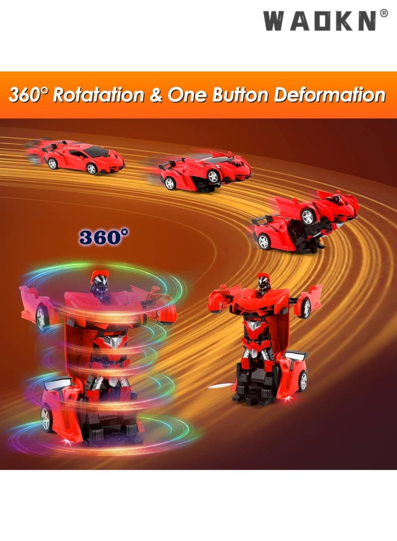دبليو أيه أو كي أن سيارة تحكم عن بعد بمفتاح واحد، سيارة روبوتية مشوهة، لعبة سيارة RC بمقياس 1:18، مركبات متحولة تدور 360 درجة، سيارة سباق بهلوانية مع أضواء، هدية للأطفال الأولاد والبنات من سن 3 سنوات فما فوق - Image 3