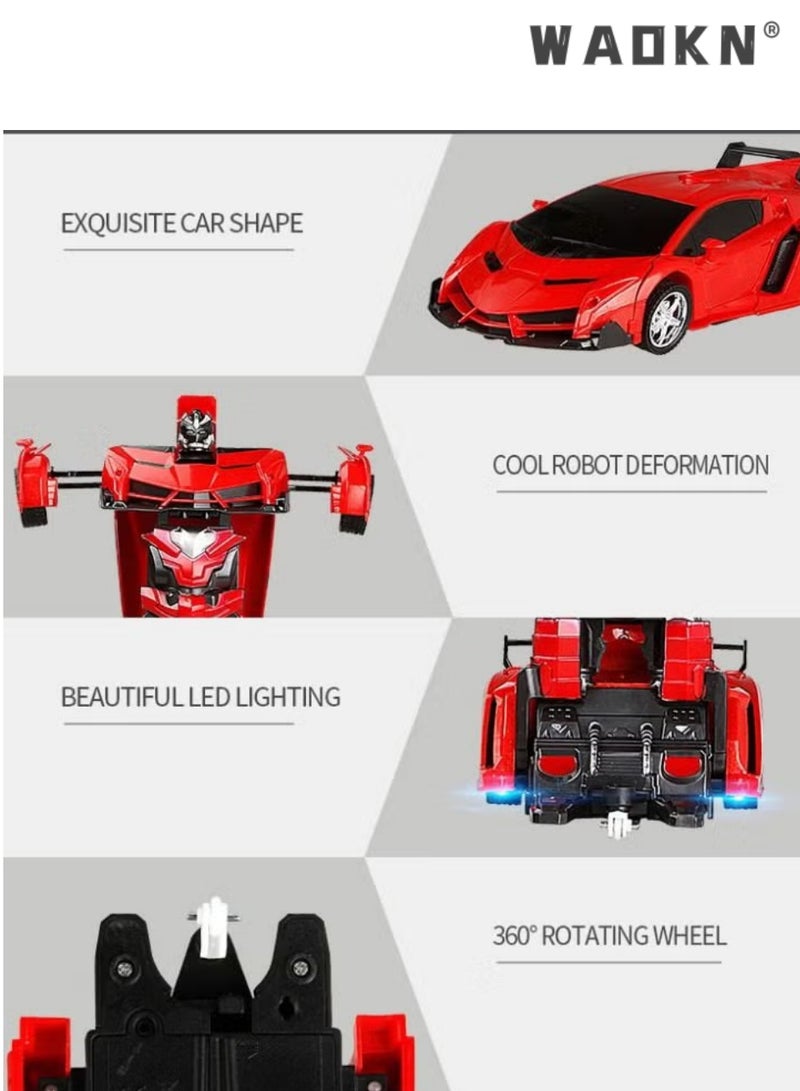 دبليو أيه أو كي أن سيارة تحكم عن بعد بمفتاح واحد، سيارة روبوتية مشوهة، لعبة سيارة RC بمقياس 1:18، مركبات متحولة تدور 360 درجة، سيارة سباق بهلوانية مع أضواء، هدية للأطفال الأولاد والبنات من سن 3 سنوات فما فوق - Image 5