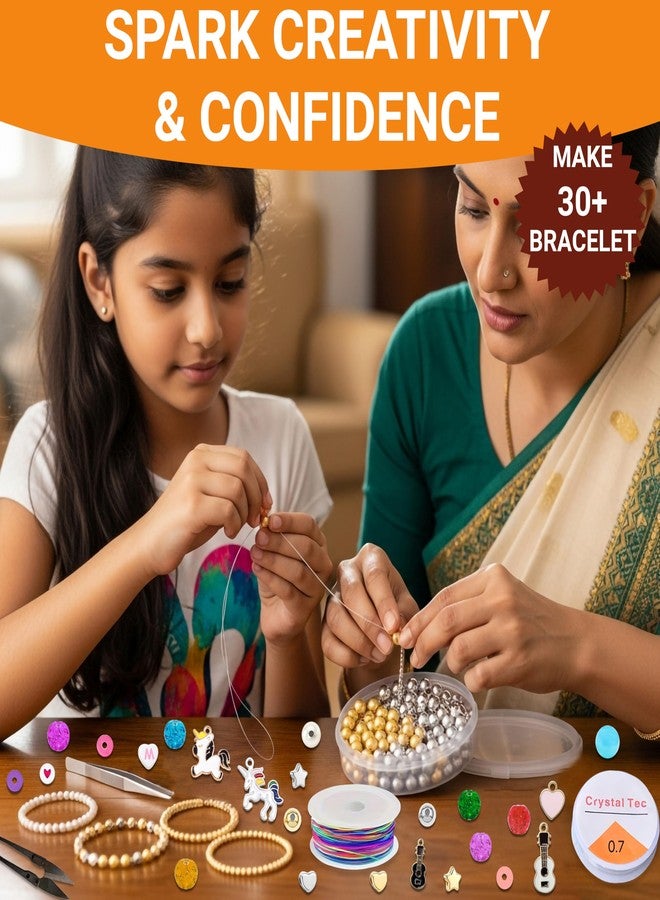 STEMTICS Bracelet Making Set for Girls Age 8-12 Years Old with Beads and Charms | Stylish Jewellery Birthday Gift Kit for Girl Kids 8, 9, 10, 11, 12 Year Old (Unicorn) - Image 3