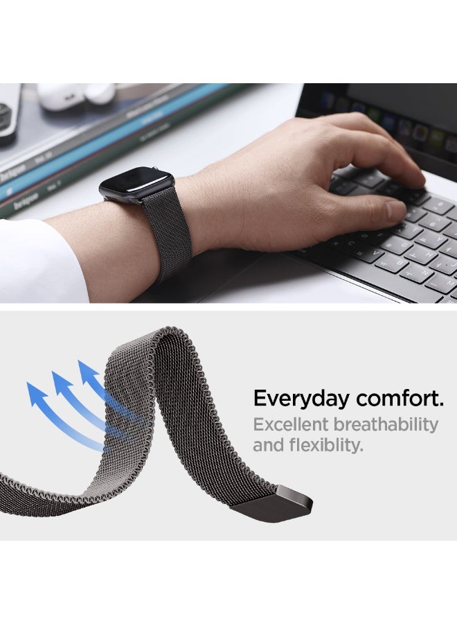 Spigen Metal Fit Apple Watch Band for Apple Watch Ultra 3/2/1 49mm, Series 11/10 46mm, 9/8/7 45mm, SE3/SE2/SE/6/5/4 44mm, 3/2/1 42mm Milanese Band Strap - Graphite - Image 5