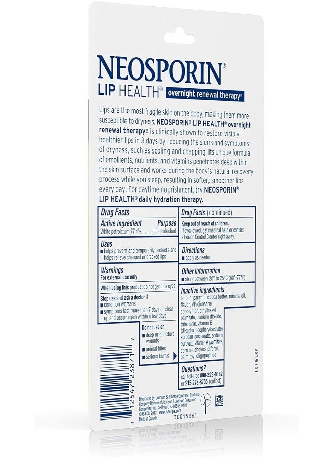 Neosporin - Lip Health Overnight Healthy Lips Renewal Therapy Petrolatum Lip Protectant 0.27 Oz - Image 1