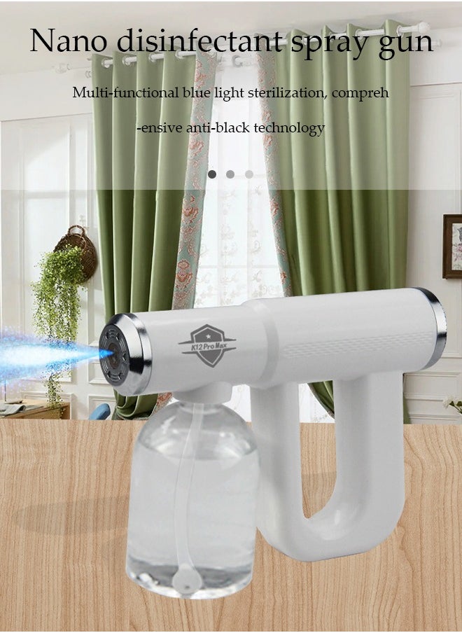DUNISO Nano spray disinfection spray gun, hand held rechargeable blue light atomizing air disinfection machine, suitable for home, office, school or garden, 300ml, white  - Image 3