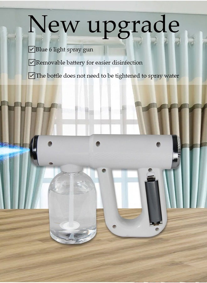 DUNISO Nano spray disinfection spray gun, hand held rechargeable blue light atomizing air disinfection machine, suitable for home, office, school or garden, 300ml, white  - Image 4