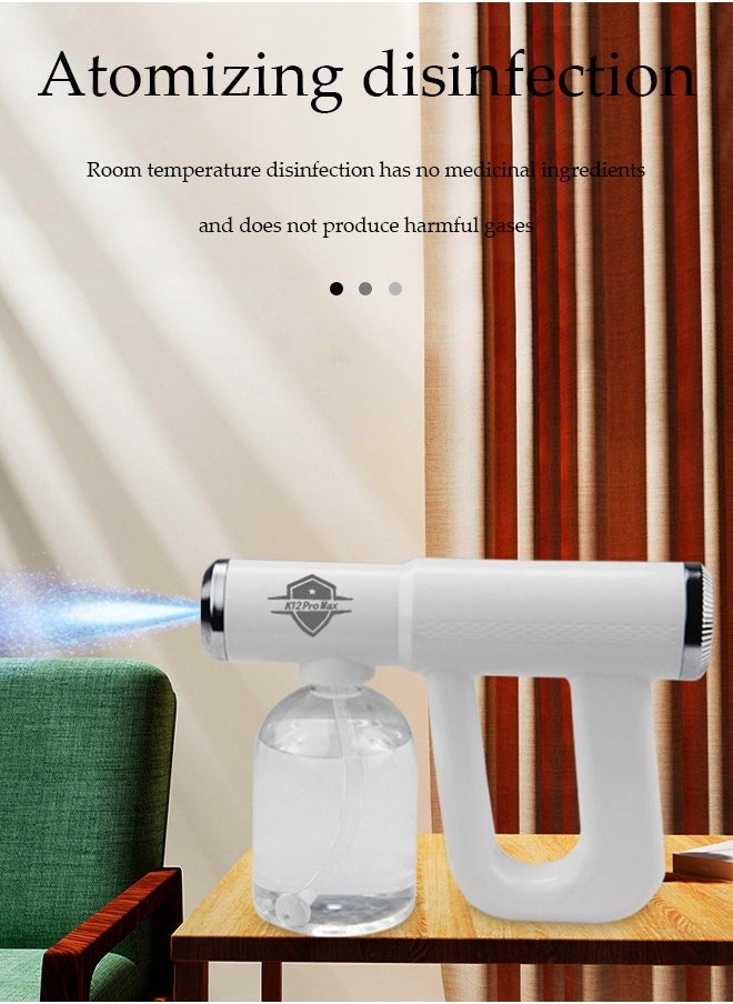 DUNISO Nano spray disinfection spray gun, hand held rechargeable blue light atomizing air disinfection machine, suitable for home, office, school or garden, 300ml, white  - Image 5
