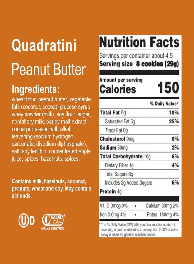 Loacker Quadratini Peanut Butter bite-size Wafer Cookies | Crispy Wafers with 4 creamy layers of finest Peanut Butter cream filling | great for snacks & desserts | Non GMO | No artificial flavorings, or added colors | 4.41 oz bag - Image 4