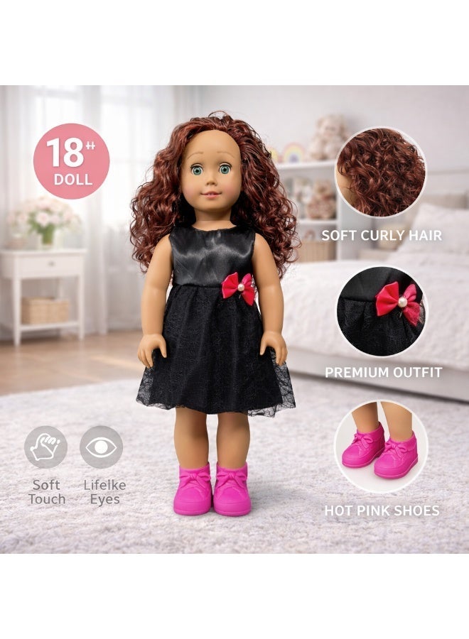 دمية فاشون للبنات بتصميم أنيق – فستان أسود فاخر للعب التخيلي للأطفال من 3 سنوات فأكثر - Image 1