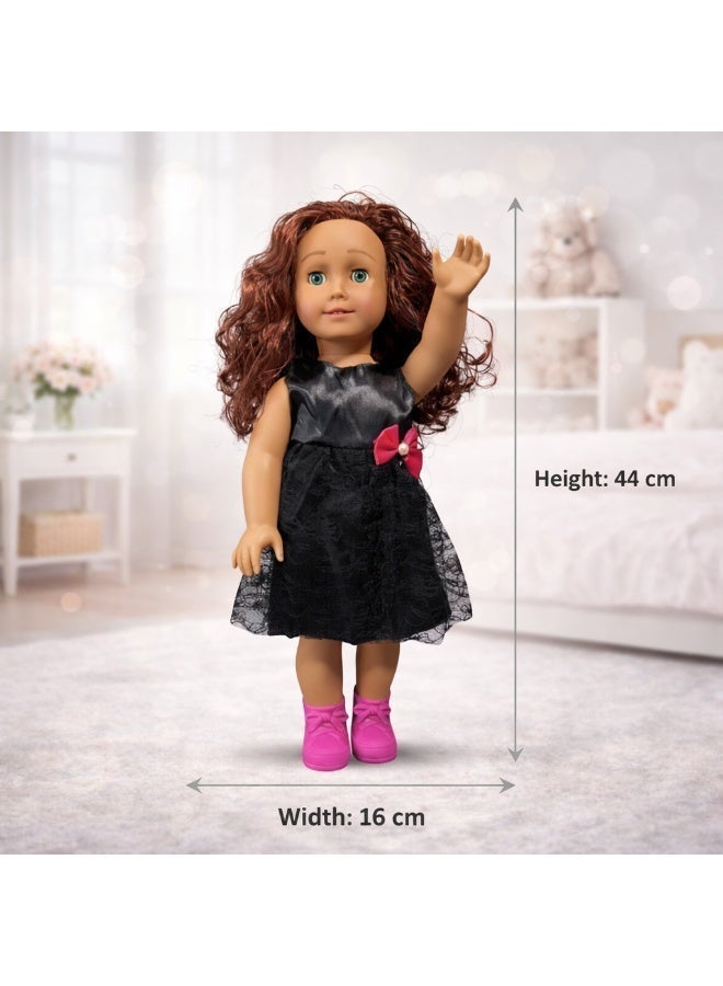 دمية فاشون للبنات بتصميم أنيق – فستان أسود فاخر للعب التخيلي للأطفال من 3 سنوات فأكثر - Image 3