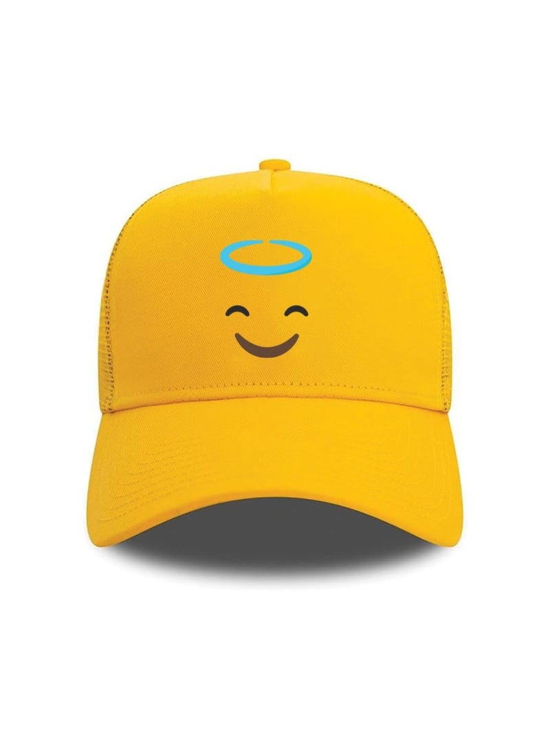 PRINTSHOP4ME Kids Yellow Smiley Face Mesh Cap With Adjustable Plastic Closure–Unisex Baseball Hat For Boys And Girls–Perfect For Outdoor Activities,Sports - Image 3