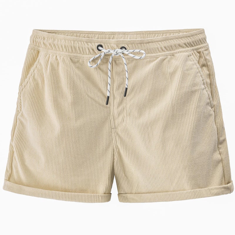 JOTOOK Men's Casual Drawstring Corduroy Shorts Elastic Waist Summer Shorts with Pocket Small Beige - Image 3