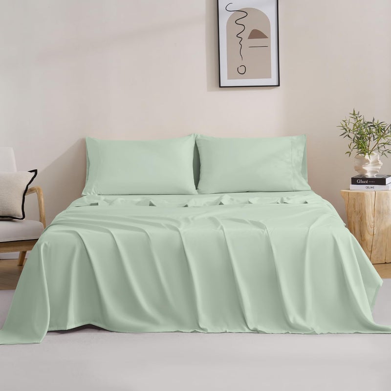 M&Co MCO Bedding Full Bed Sheets Set - Soft Bed Sheets - Cooling Breathable Bedding Set with 16" Deep Pocket (4 Pieces, Full, Sage Green) - Image 2