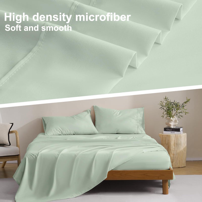 M&Co MCO Bedding Full Bed Sheets Set - Soft Bed Sheets - Cooling Breathable Bedding Set with 16" Deep Pocket (4 Pieces, Full, Sage Green) - Image 3
