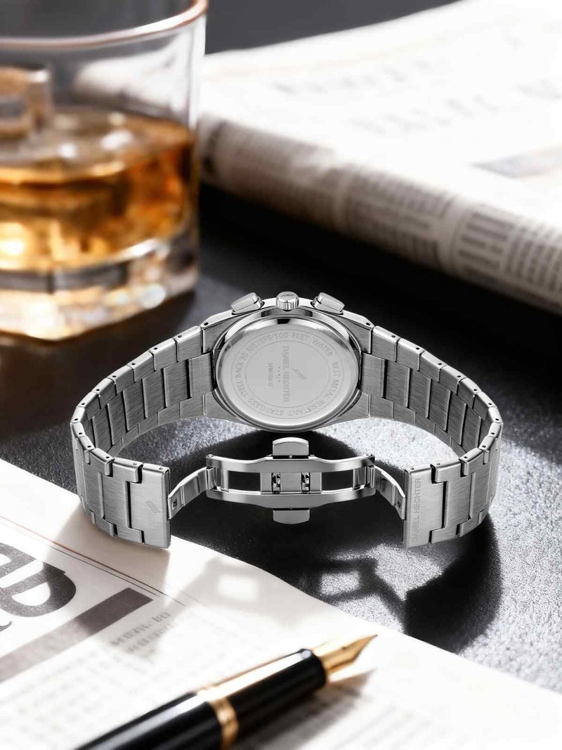 Daniel Hechter Paris Hoche Collection Chronograph Analog Watch for Men - Brushed Stainless Steel case and Strap with Date Display - Image 5