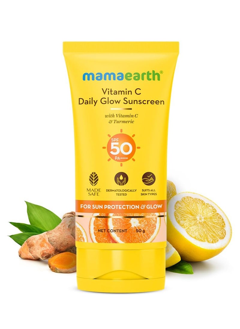 ماما إيرث كريم الوقاية من أشعة الشمس Daily Glow بعامل حماية من الشمس 50 وفيتامين C والكركم للحماية من الشمس والتوهج 50 جم  - Image 1