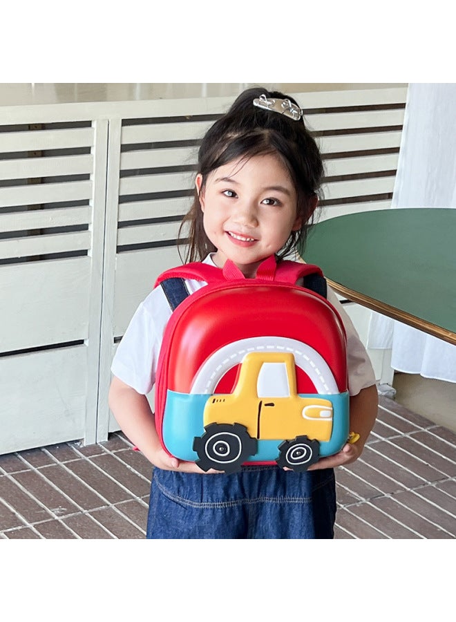 Kindergarten Children's Small Schoolbag Cute Cartoon Car EVA Silicone Hard Shell Backpack Baby Small Backpack-Color:Orange - Image 3
