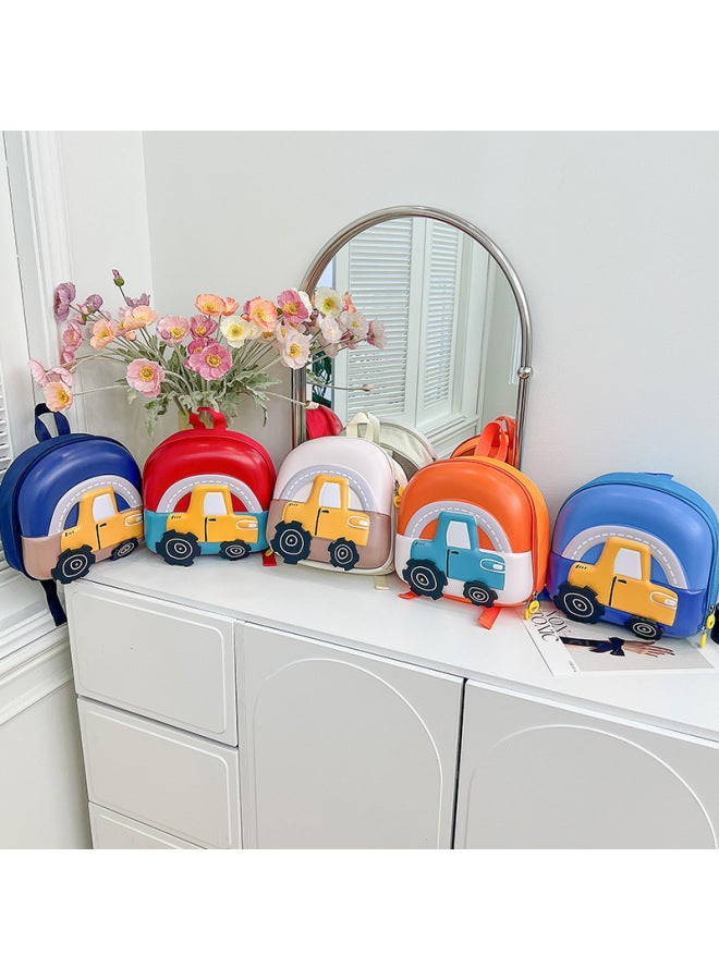 Kindergarten Children's Small Schoolbag Cute Cartoon Car EVA Silicone Hard Shell Backpack Baby Small Backpack-Color:Orange - Image 2