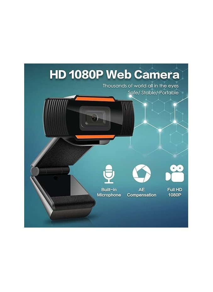 Generic - HD 1080P Webcam with Microphone, USB(2.0/3.0) Computer Camera for Live Streaming Webcam,110 Degrees Wide-Angle 30fps for Laptop, Noise Reduction Desktop, Conferencing, Video Chatting - Image 1