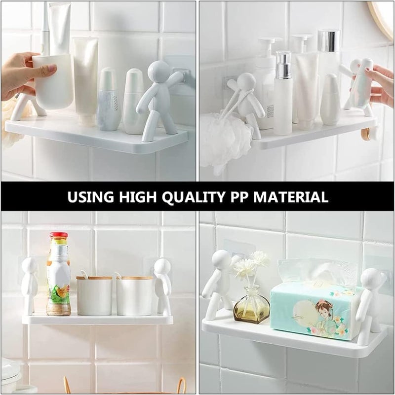 OFIXO Wall Mounted Plastic Bathroom Shelf | Wall Mounted Shelf for Kitchen, Bathroom, Soap, Liquid Bottles, and Spices, Plastic Floating Shelf | No Drilling Required (White) - Image 5
